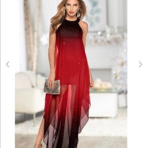 Venus ombré dress beautiful stretchy fabric underneath with sheer layer on top.